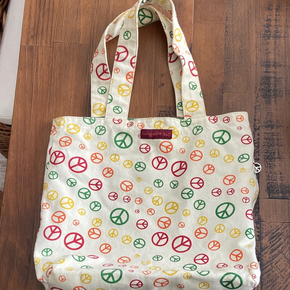 Bungalow 360 Peace Sign Tote - Red, Yellow, Green